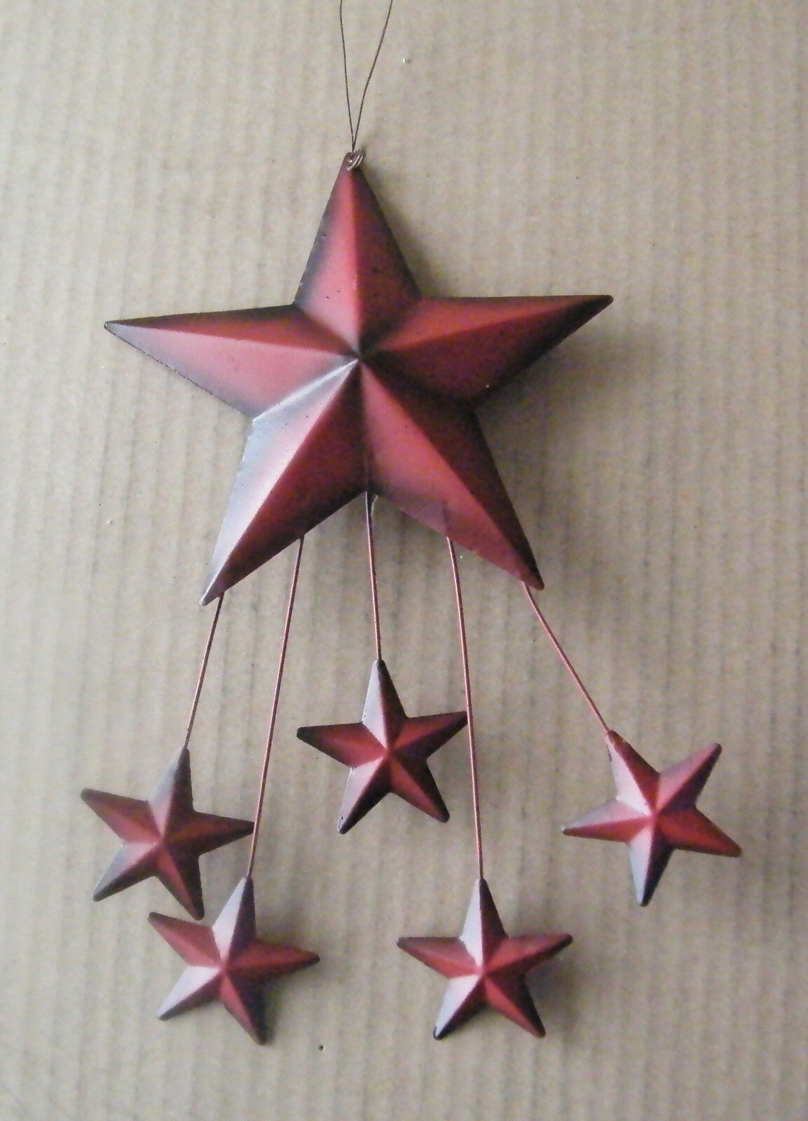 Country Burgundy Barn Star Shooting Stars Primitive Decor Patriotic tin Sign 10" Unbranded na