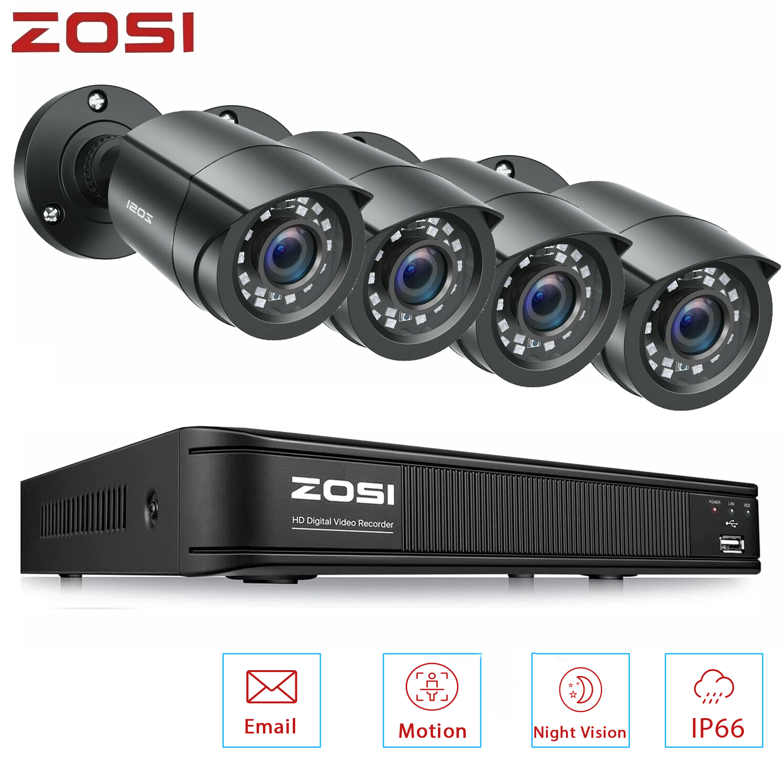 ZOSI 8CH 2MP DVR Outdoor Home CCTV 1080p HD Security Camera System Night Vision ZOSI Does Not Apply - фотография #2