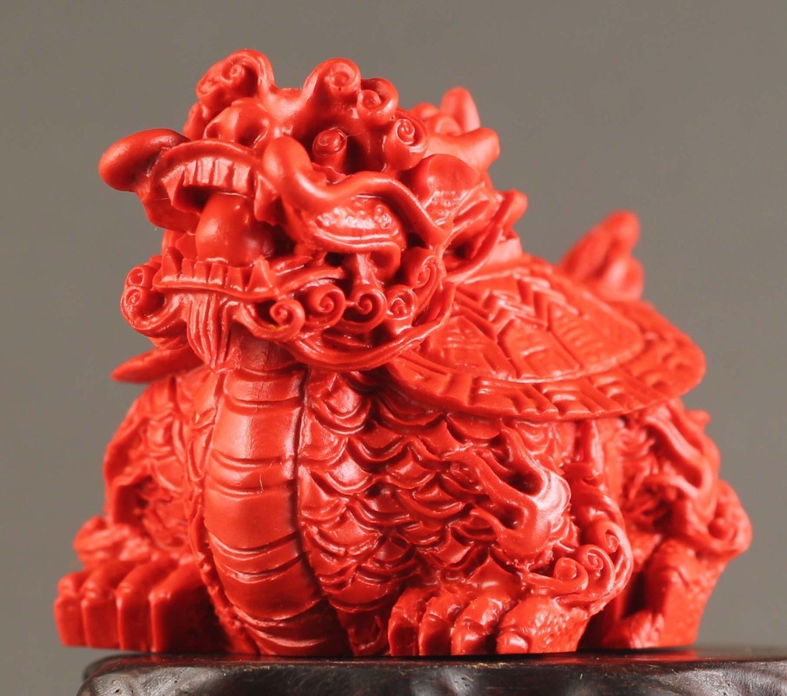 Chinese natural cinnabar red jade hand-carved dragon tortise pendant 2.2 inch Без бренда - фотография #2