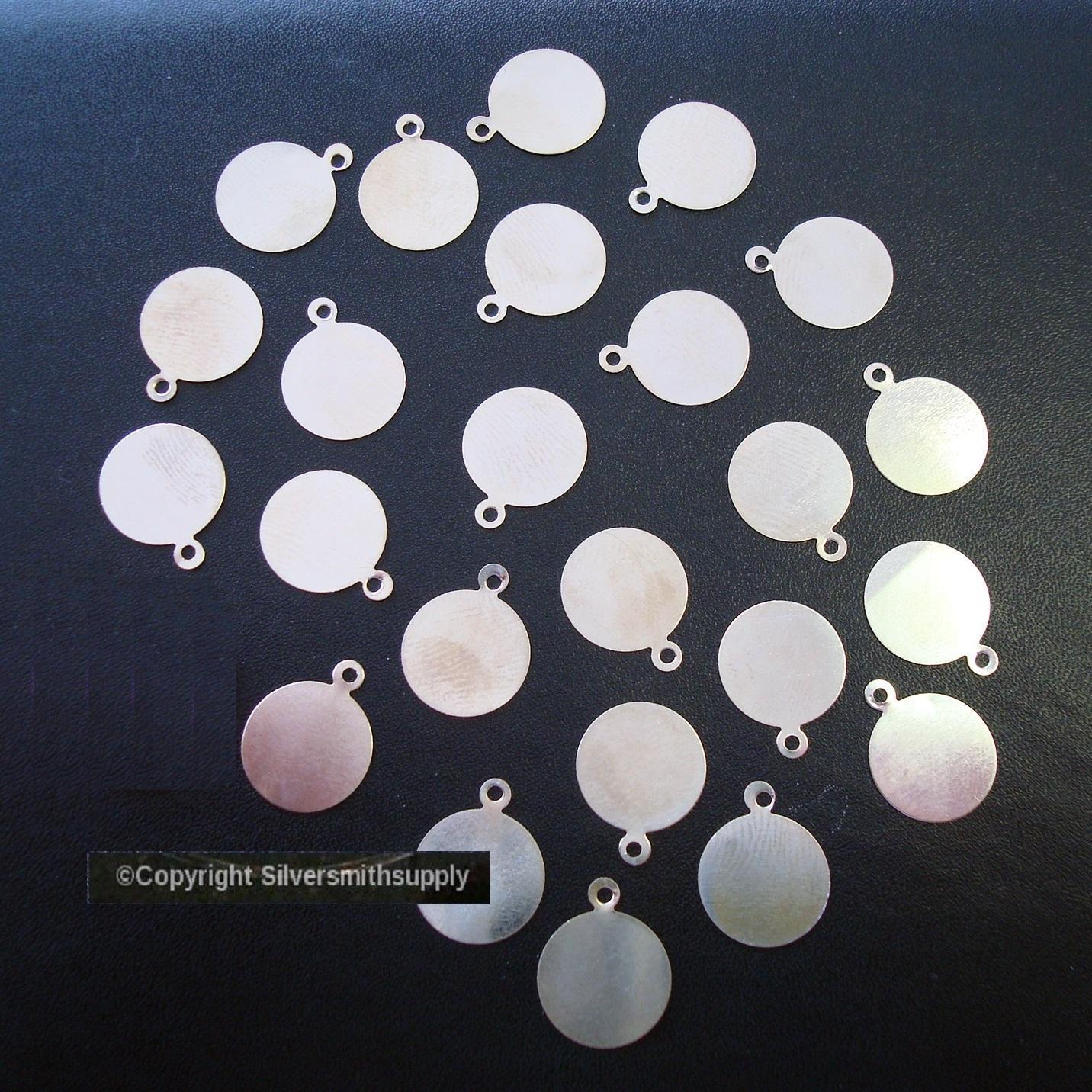 24 Blank stamping blanks with loop steel jewelry signature tags 11mm rnd cfp060 Silversmithsupply