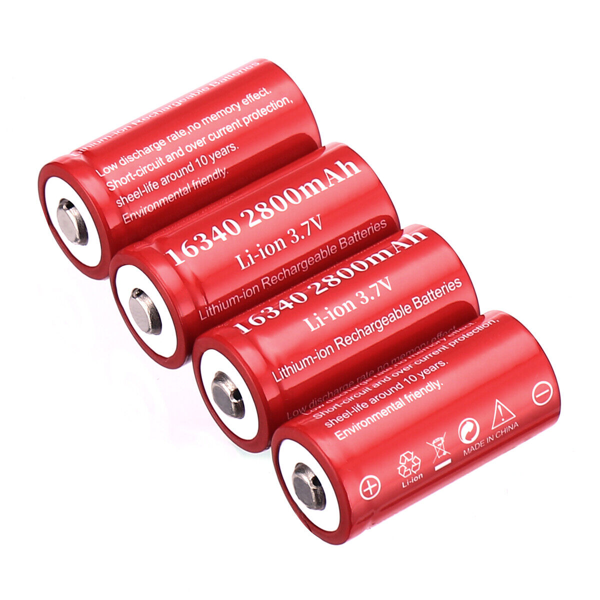 4pcs 16340 CR123A 2800mAh Li-Ion Rechargeable Battery for Arlo Security Camera Unbranded - фотография #8