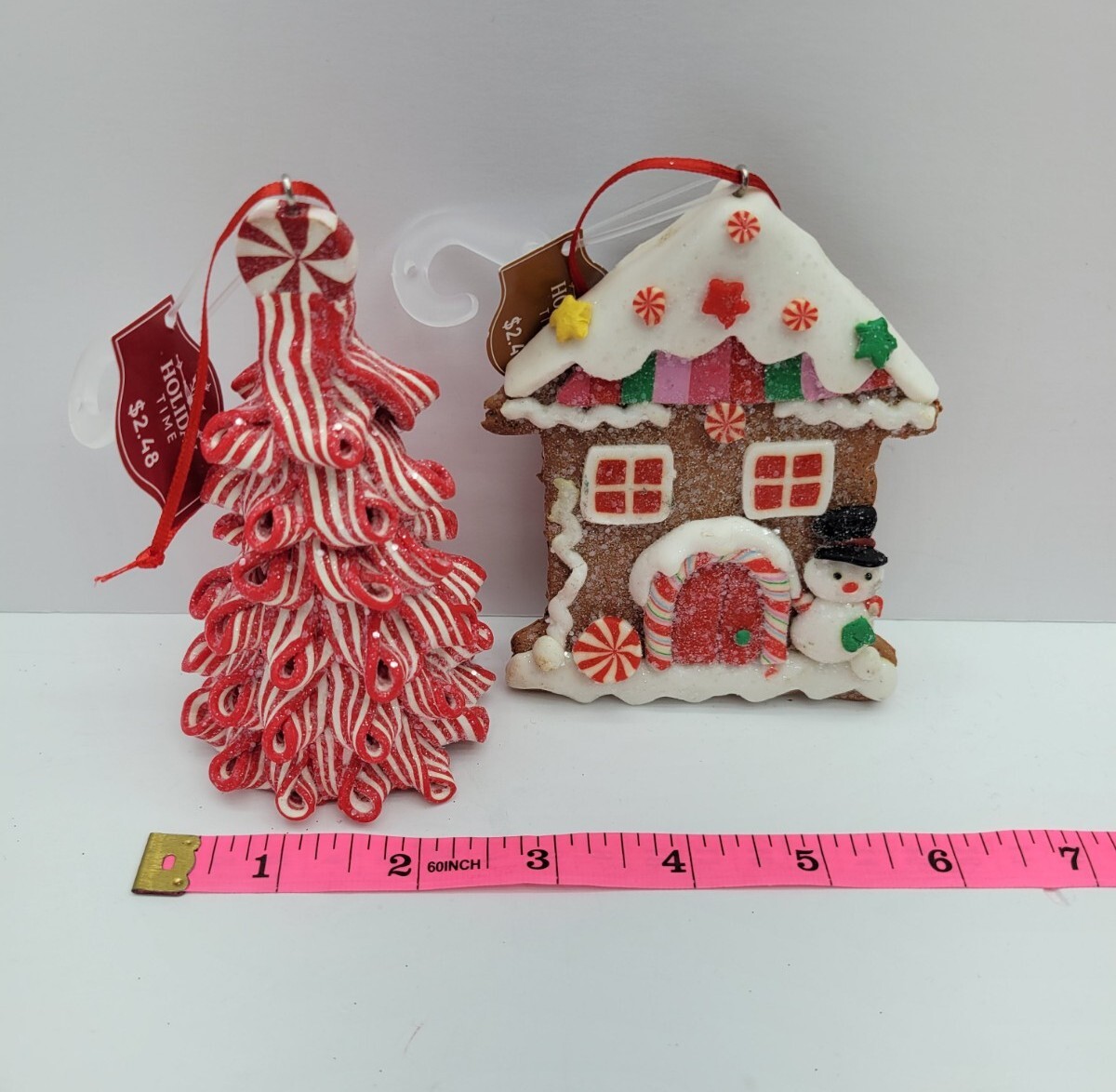 Holiday Time Gingerbread House And Peppermint Tree Ornament Set Holiday Time - фотография #5
