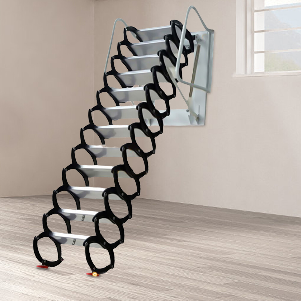 12 Steps Wall Mounted Folding Ladder Loft Stairs White Attic Steps Pull Down  Unbranded 022129 - фотография #4