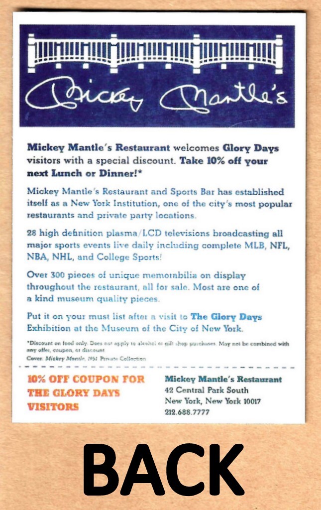 25ct Mickey Mantle Restaurant & Sports Bar Ad Promo Cards #P Без бренда - фотография #2