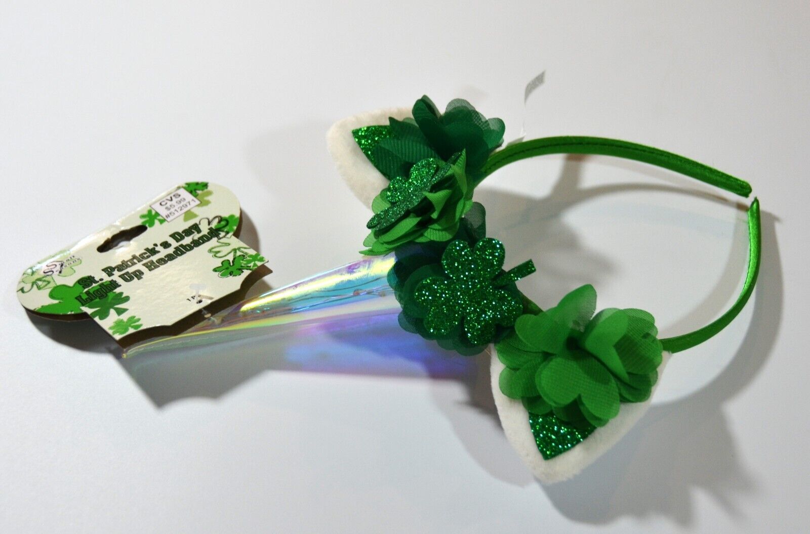 3 Pc Set St Patricks Day Blinking Glasses Light Up Necklace And Unicorn Headband Small Seasons - фотография #4