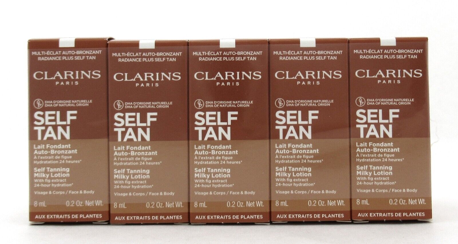 Clarins Self Tan Tanning Milky Lotion 8 ml./ 0.2 oz. Travel Size LOT of 10 New Clarins
