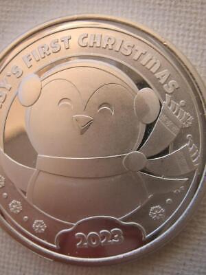1-OZ.999 SILVER NEW 2023 BABYS 1ST CHRISTMAS CUTE TEDDY BEAR  GIFT BOX COIN+GOLD BABY;S 1ST CHRISTMAS - фотография #2