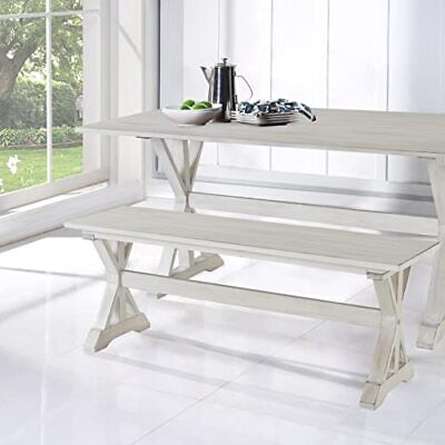  Jamestown Dining Bench, Antique White  Does not apply Does Not Apply - фотография #4