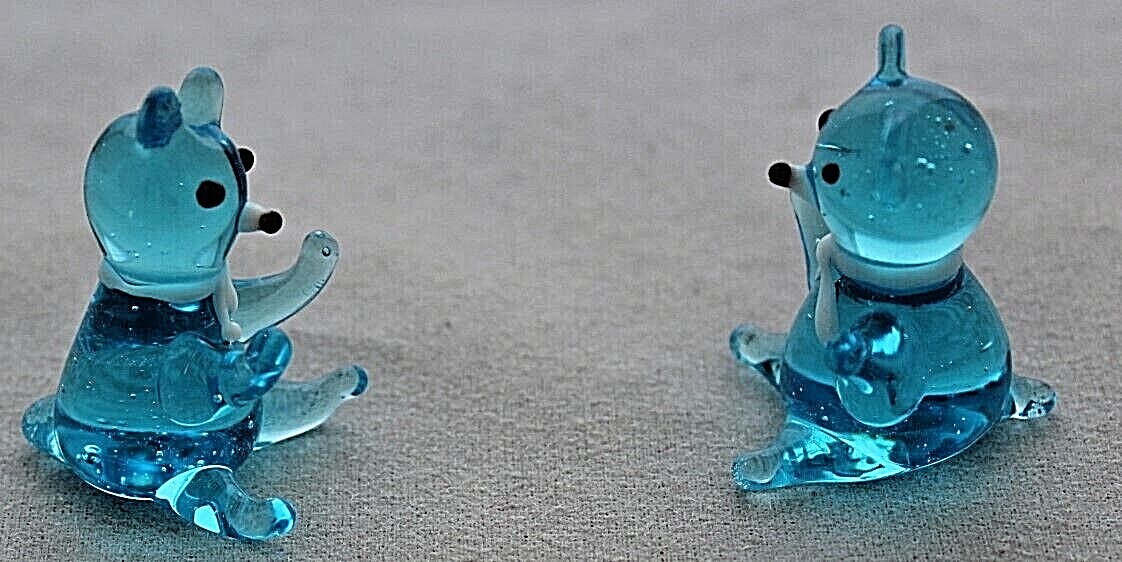 2 x Vintage, ( 1970's) Hand Made,  Art Glass Miniature Teddy Bears Unbranded - фотография #2