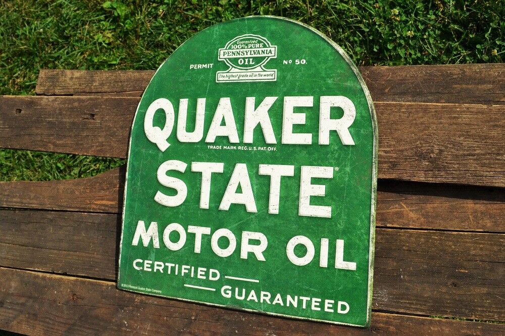Quaker State Motor Oil Embossed Tin Metal Sign - Gasoline - Retro - Tombstone Без бренда - фотография #4