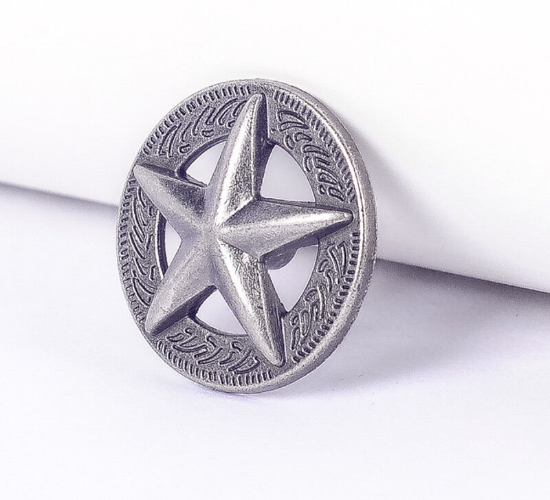 LOT 10PCS 25*25MM WESTERN TEXAS RAISED STAR ANTIQUE SILVER LEATHERCRAFT CONCHOS Unbranded Does not apply - фотография #9