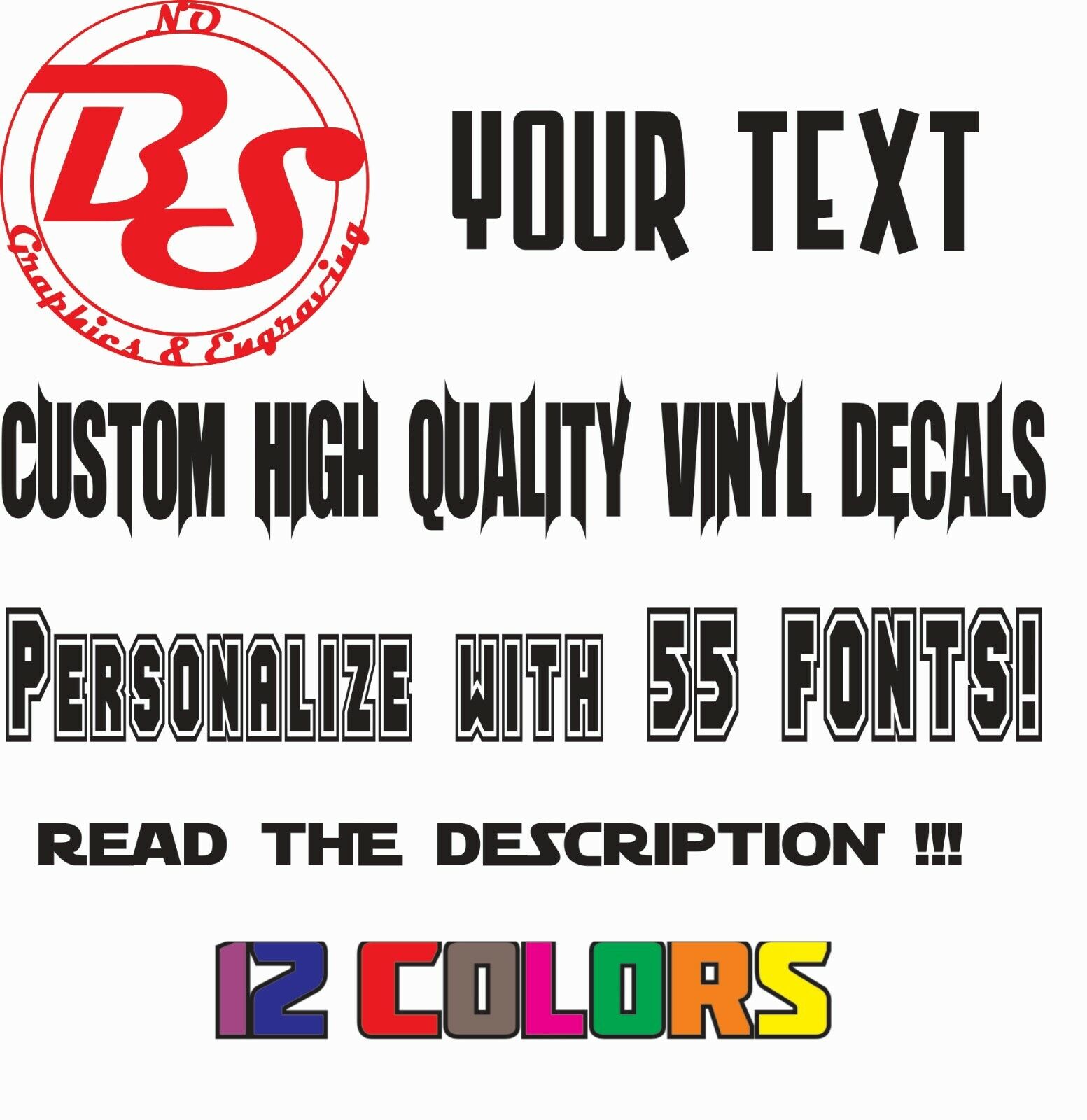 2-9" Custom Personalized Name Vinyl Decal Sticker For Wall Window Car Decor noBS noBS Graphics N/A