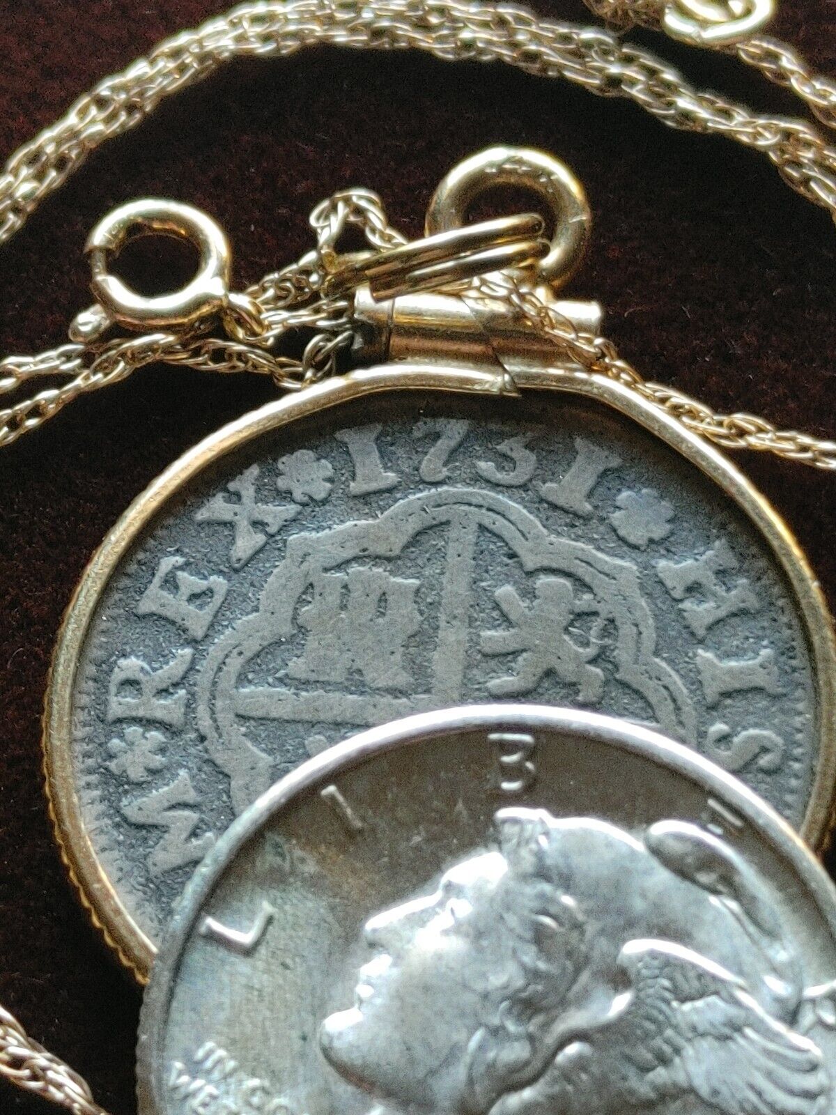 Genuine 1731 Spanish Reale 14K Gold pendant On a 14K  18" Gold Chain w COA & Box Everymagicalday - фотография #9
