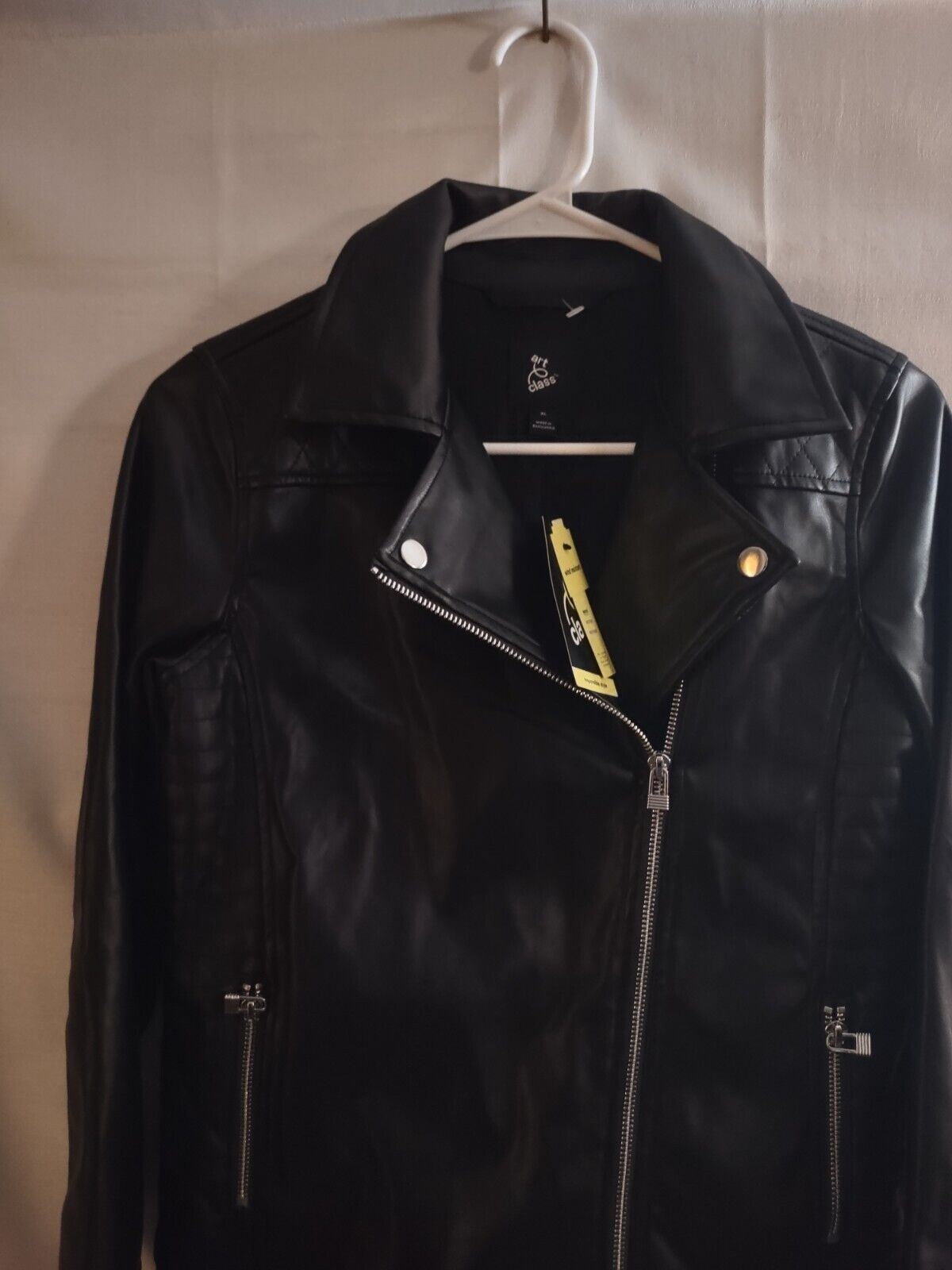 New Art Class Girl’s Black Motorcycle Faux Leather Full Zip Moto Jacket XL Biker Art Class - фотография #2