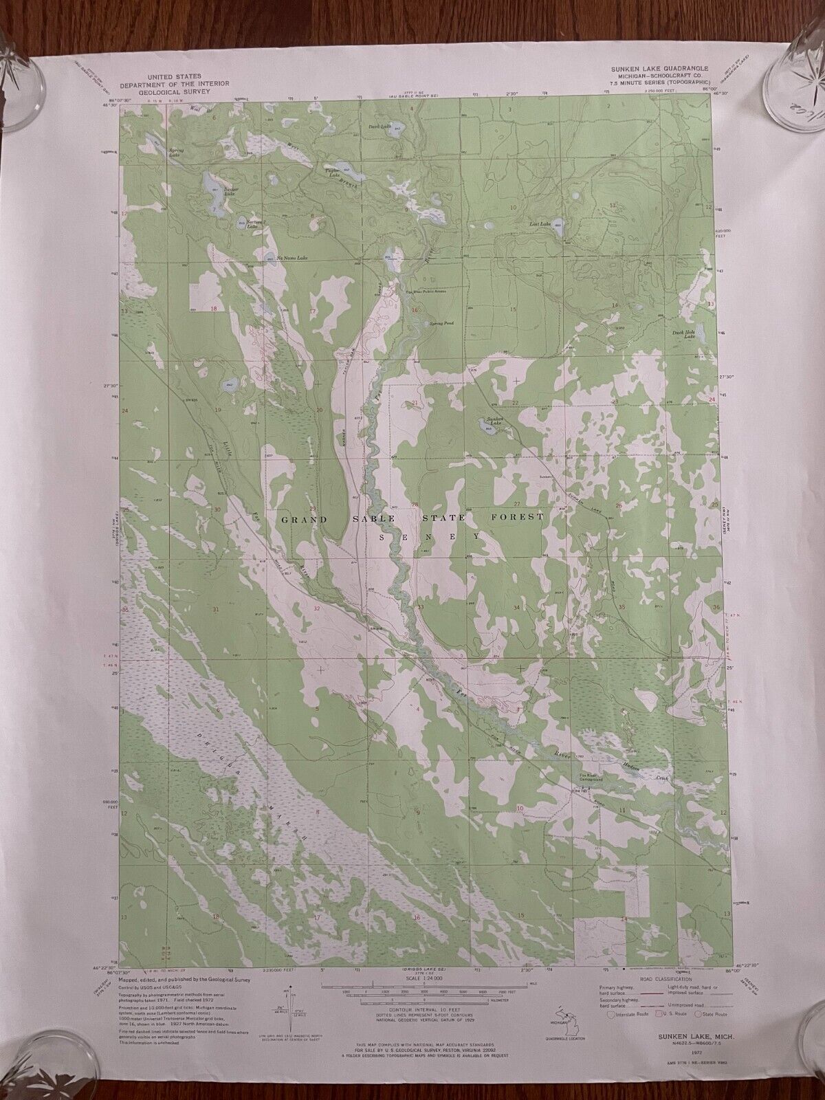 US Geological Survey Maps Michigan UP Porcupine Mountains Sunken Lake White Pine Без бренда