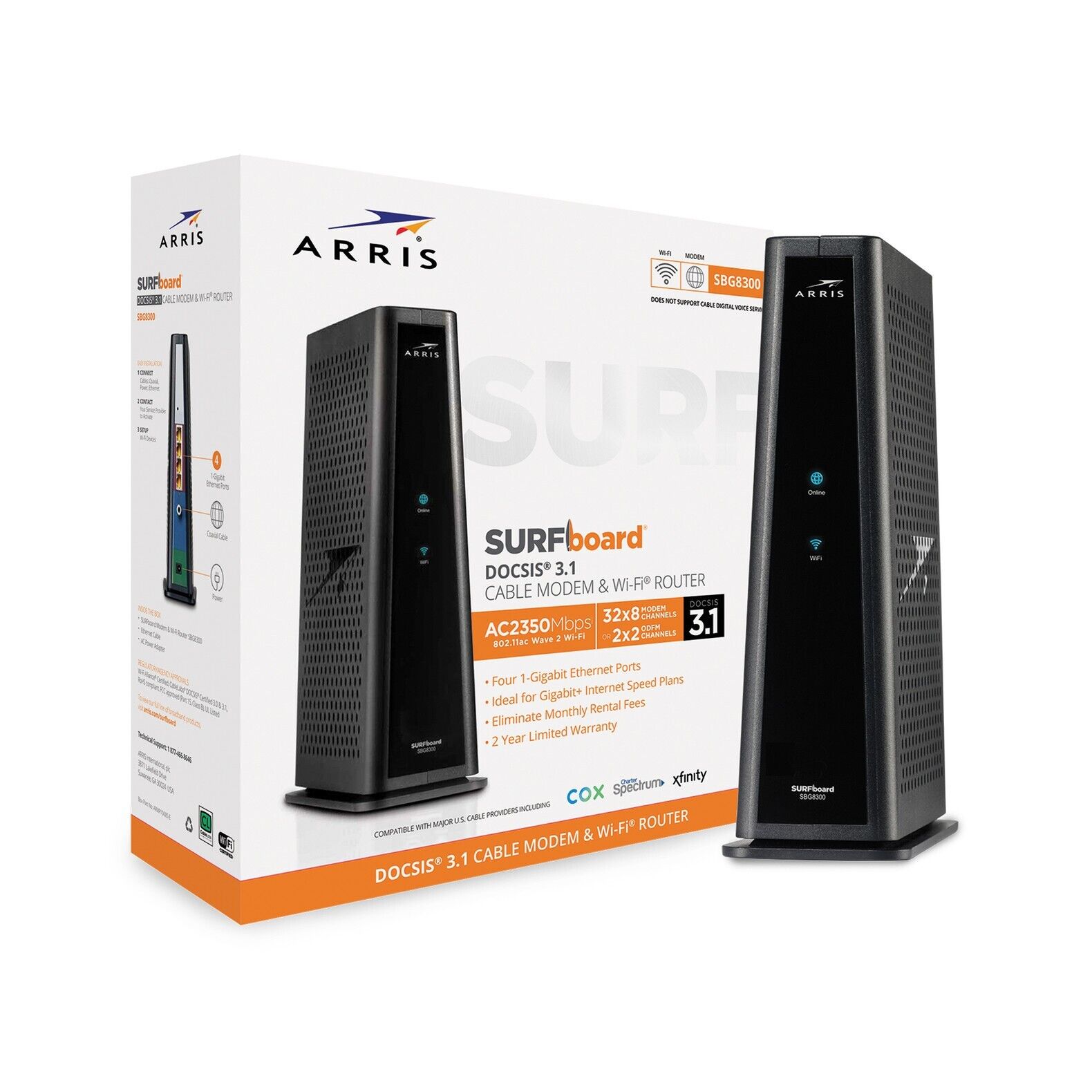 Arris SURFboard SBG8300 DOCSIS 3.1 Wireless Cable Modem & Dual-Band Wi-Fi Router Arris SBG8300