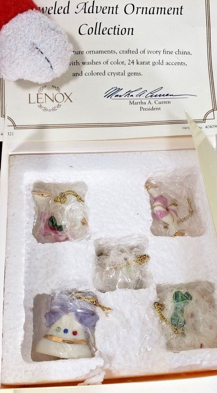 15 Lenox Advent 24 Karat Gold Mini Jeweled Ornaments Collection New In 3 Boxes Lenox - фотография #5