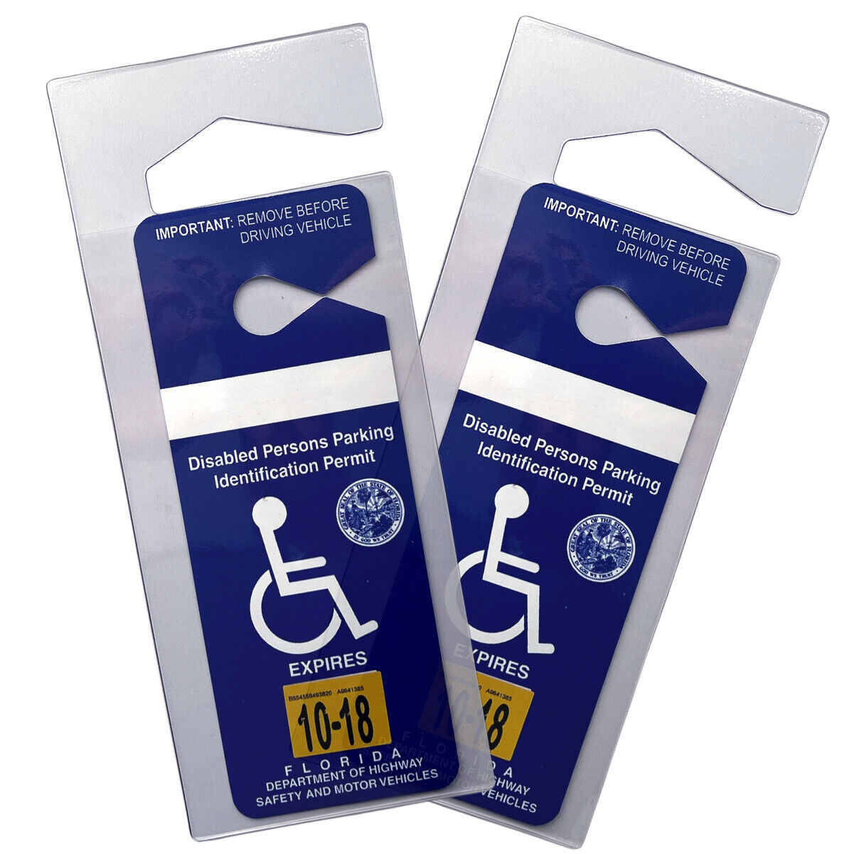 4pc Handicap Parking Placard Holders - Rear View Mirror Disability Permit Hanger Specialist ID SPID-1120