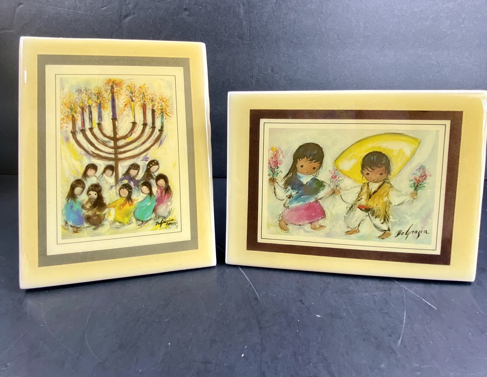 2 De Grazia Art Tiles Hanukkah & Flower Dance Sandstone Creations Vintage Без бренда