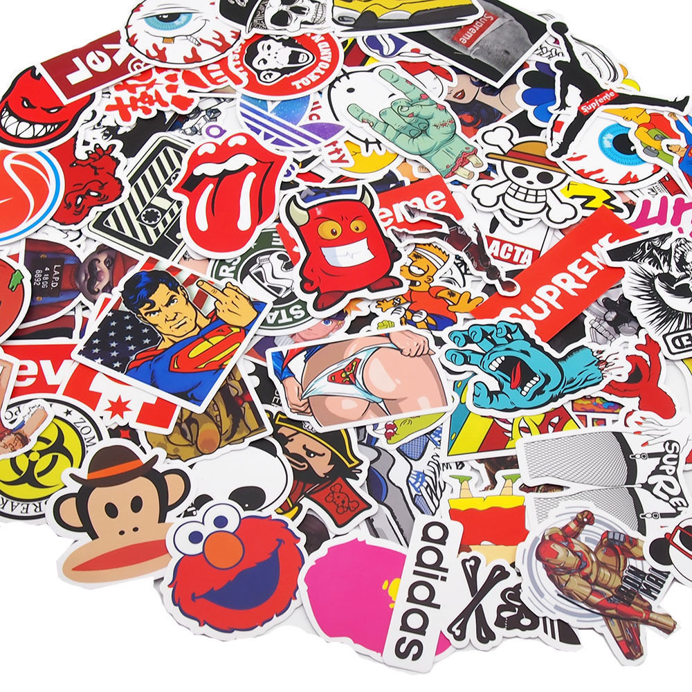 Lot 100 Random Skateboard Stickers bomb Vinyl Laptop Luggage Decals Dope Sticker Vetroo GEN-STICKER-200-A+B