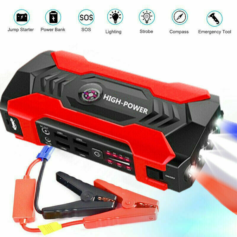 99800mah 12V Car Jump Starter Portable USB Power Bank Battery Booster Clamp 600A Unbranded