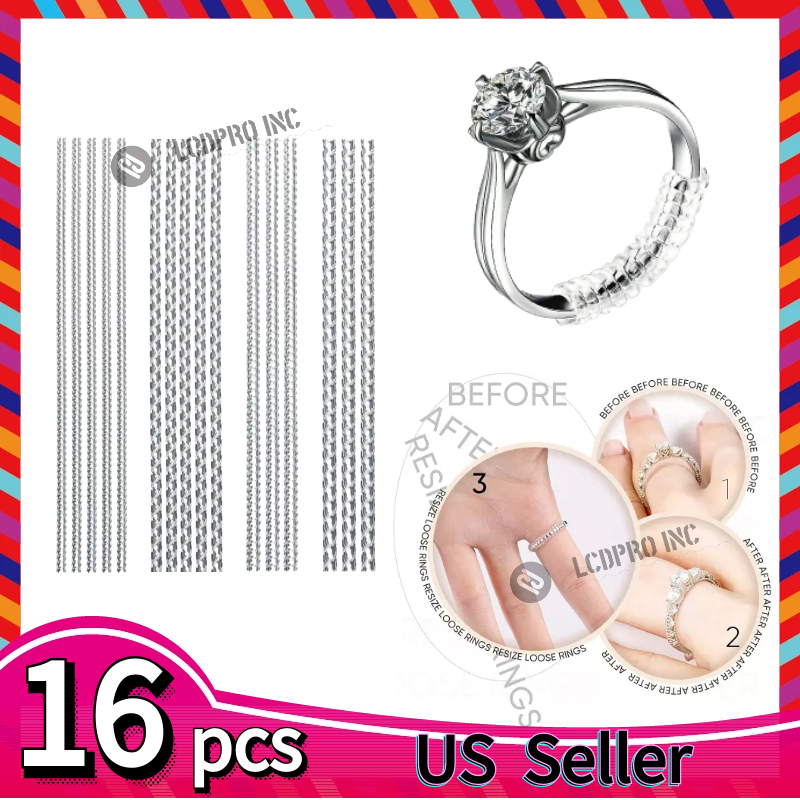 16Pcs Ring Size Adjuster Invisible Clear Sizer Jewelry Fit Reducer Guard Loose Unbranded