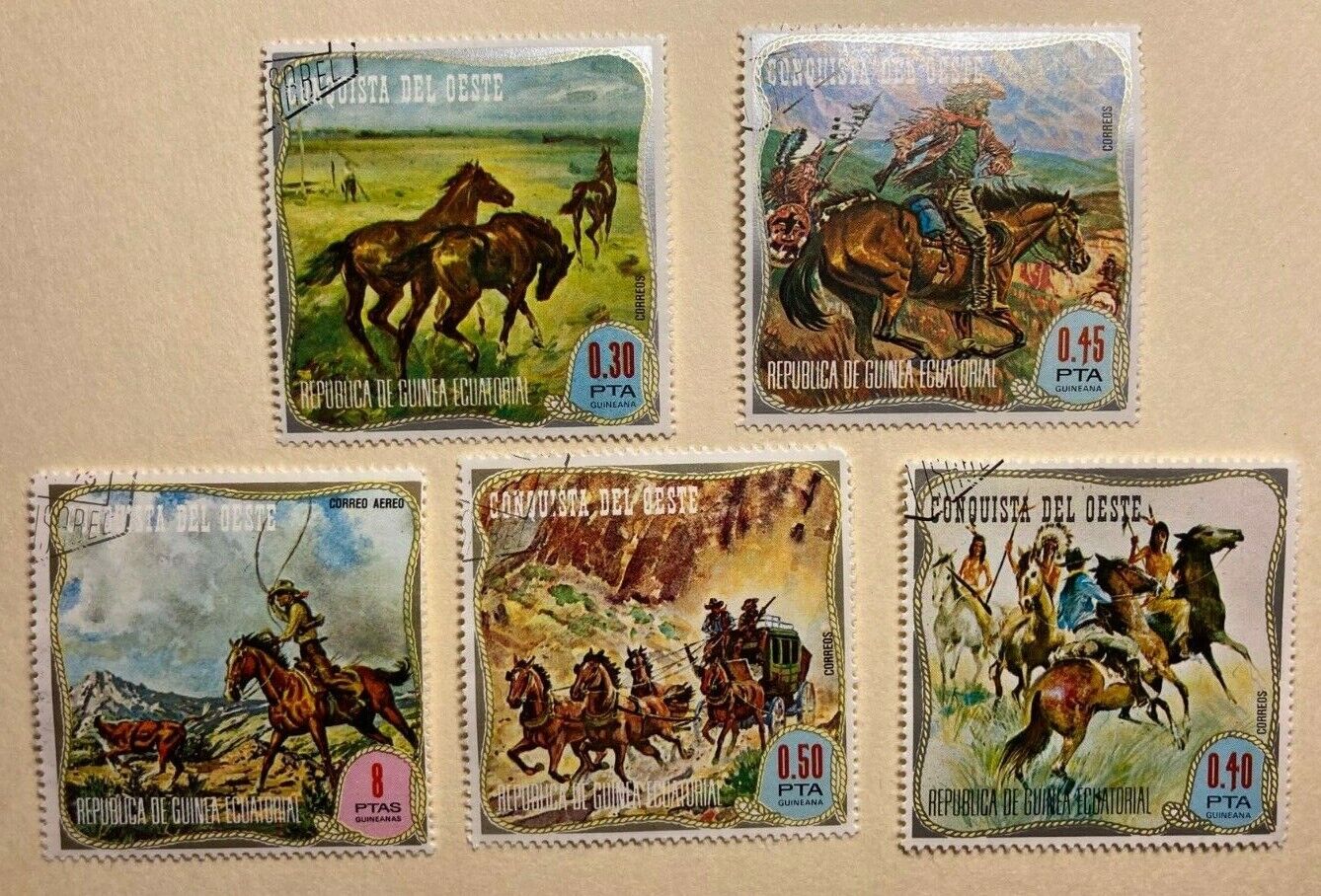 EQUATORIAL GUINEA Stamps: 1974 Conquista Del Oeste "Conquest of the West" Без бренда - фотография #2