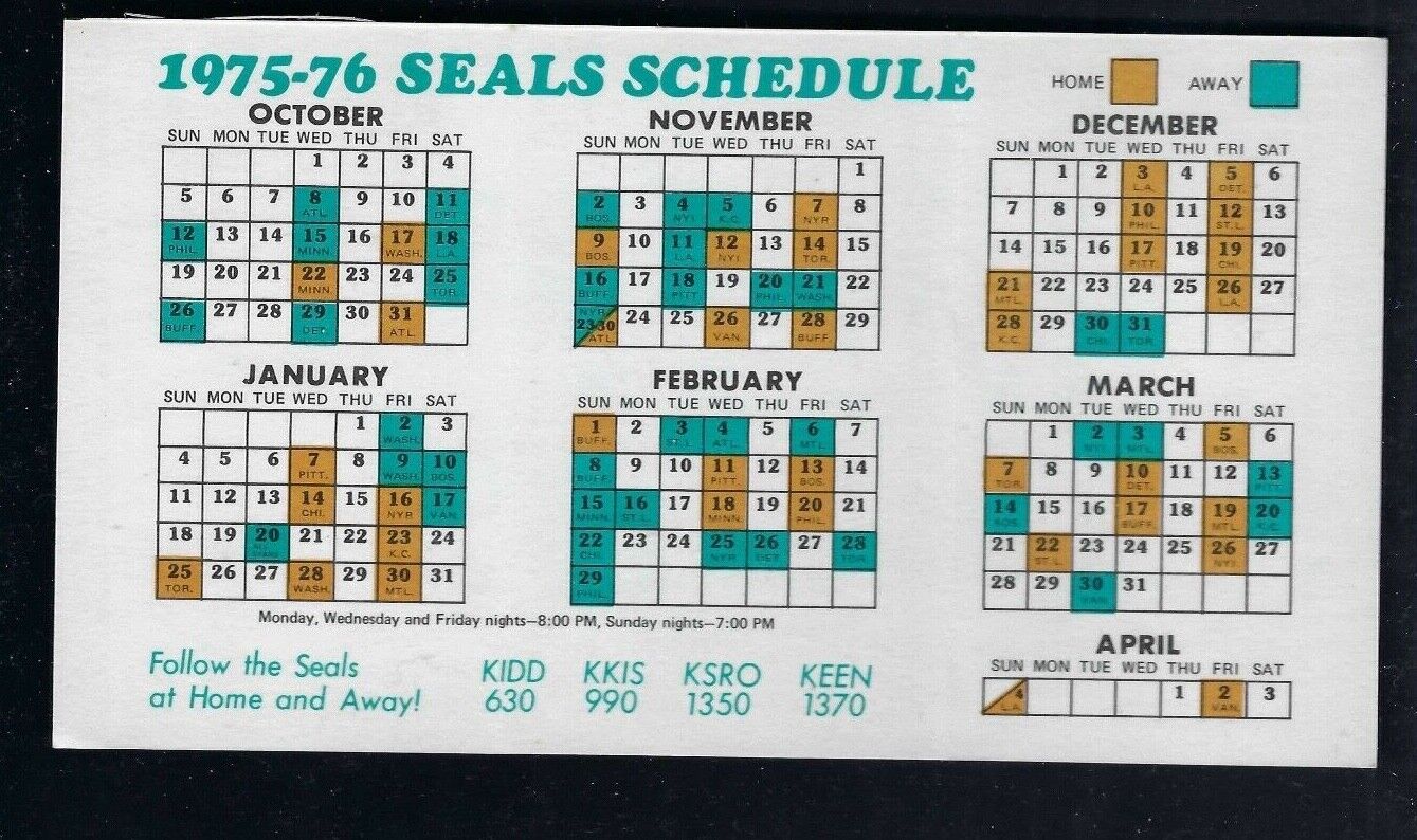 Rare 1975-76 California Golden Seals Pocket Schedule,magnet,topps cards Без бренда - фотография #2