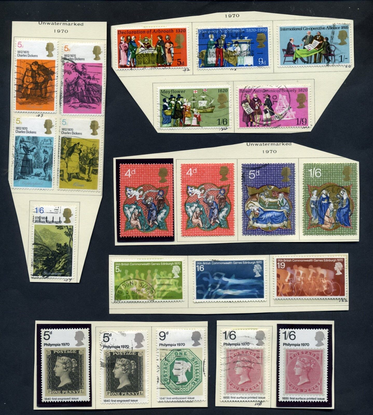 Lot of 55 stamps, UK, 1970 Scott's 612-647 (4MNH) 1 Philatelic Post Card Без бренда