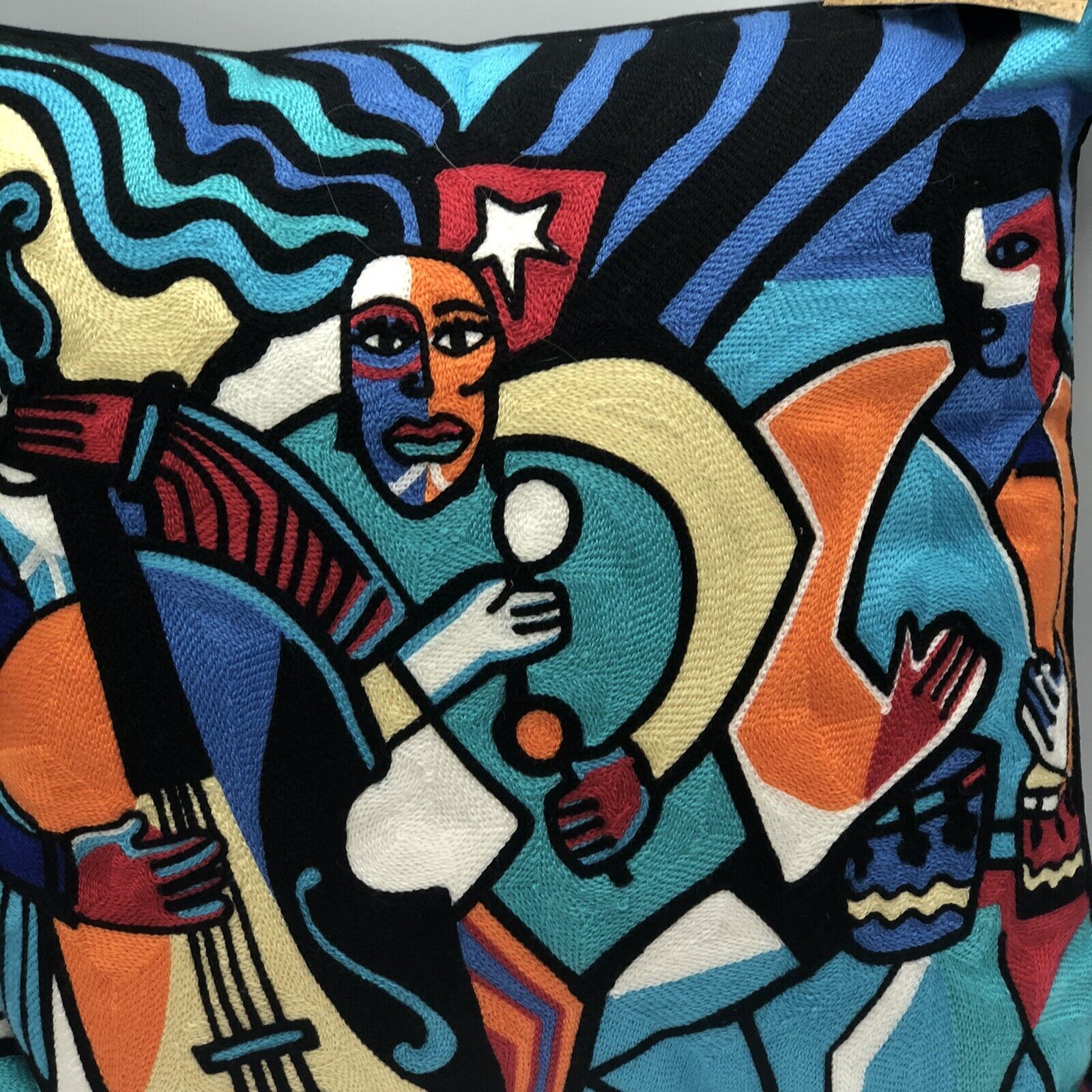 The Musicians Jazz Pillow 16x16 Decorative Picasso style Needlepoint Nice Hot Now - фотография #5