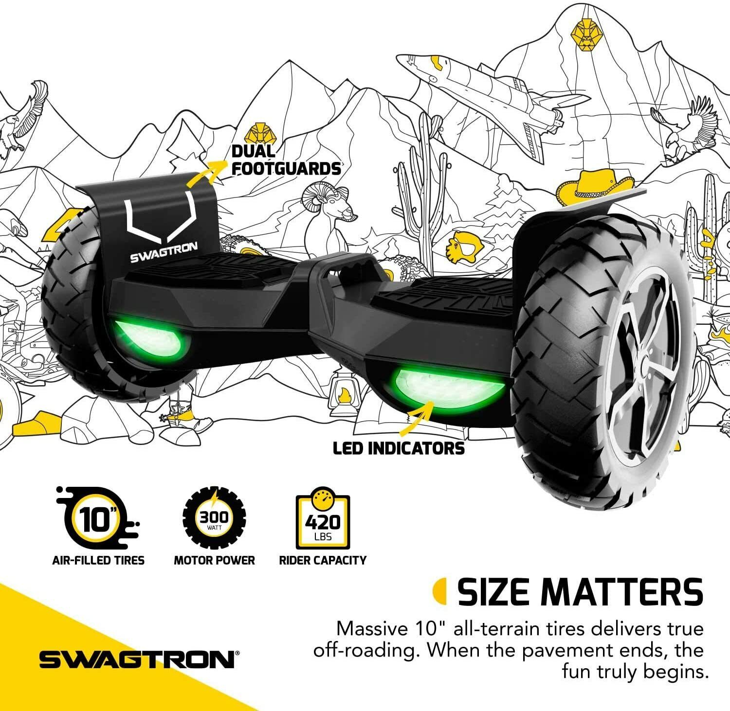Swagtron T6 Adults Off Road 10"  Hoverboard Bluetooth 420 lb Weight Limit UL2272 Swagtron T6 - фотография #6