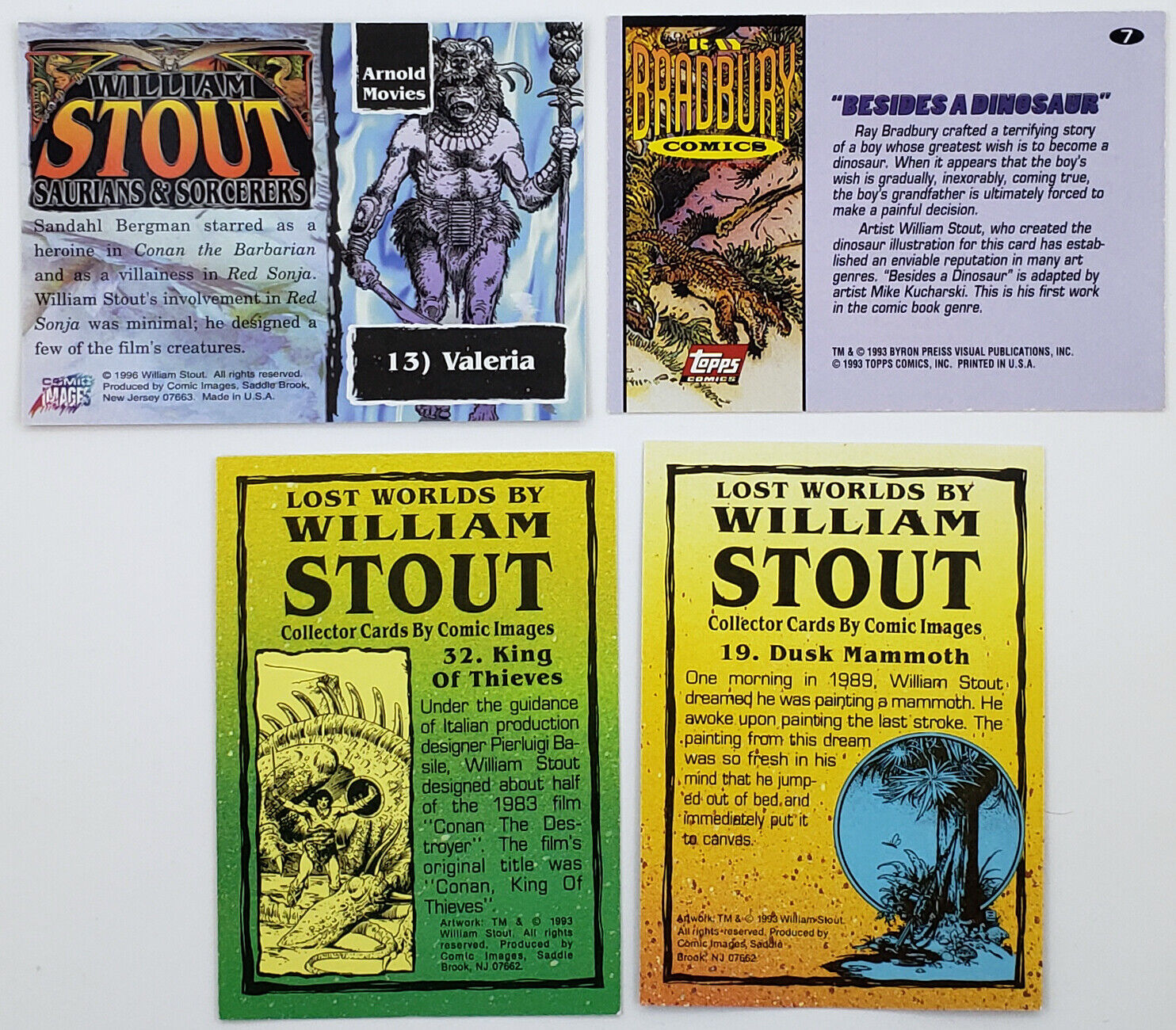 WILLIAM STOUT Lost Worlds of Saurians Sorcerers 4 Autograph Signed Cards LOT Без бренда - фотография #2