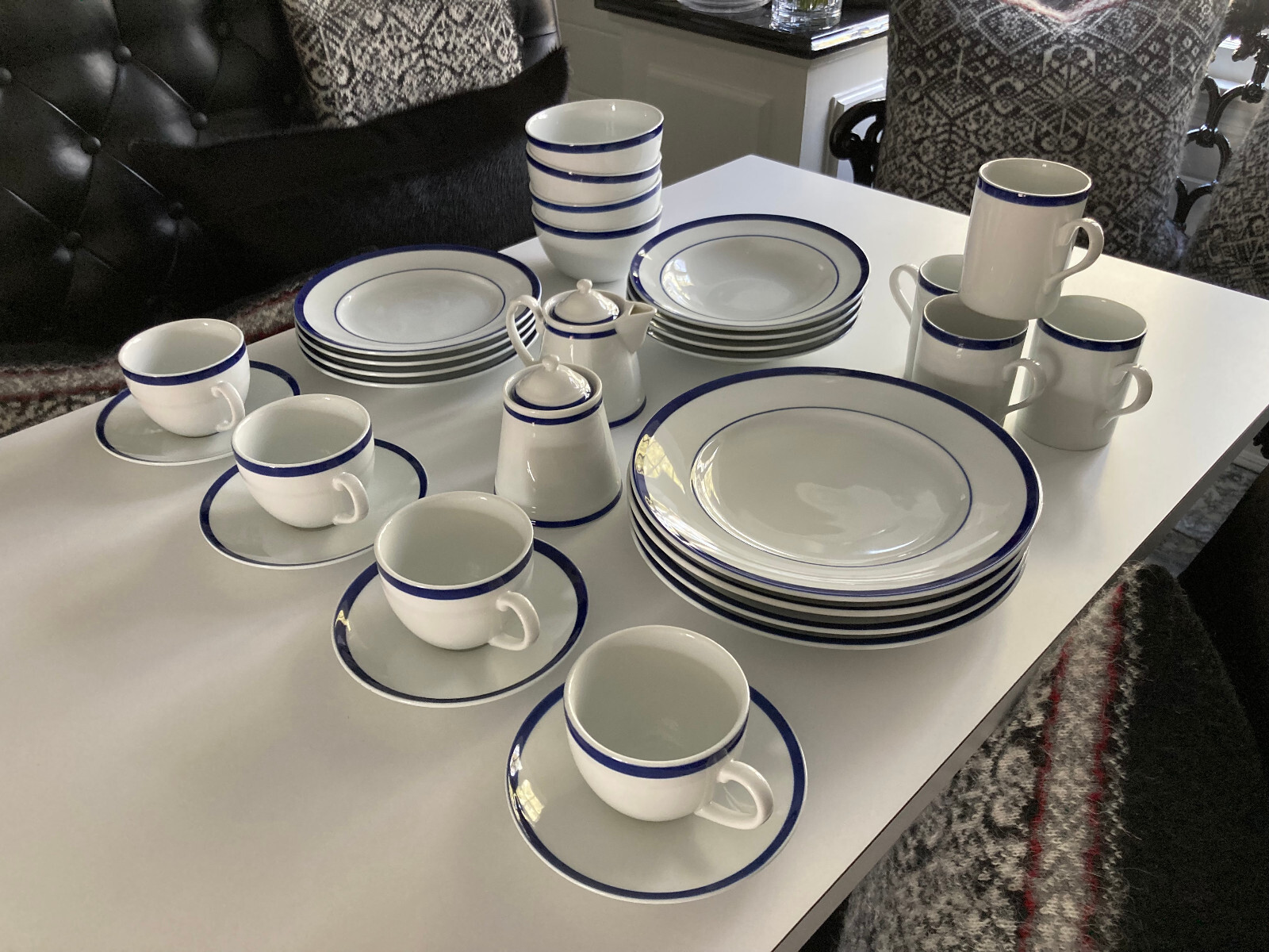 NEW 30pc SET! WILLIAMS SONOMA BRASSERIE BLUE & WHITE PORCELAIN DINNERWARE JAPAN Williams-Sonoma - фотография #6