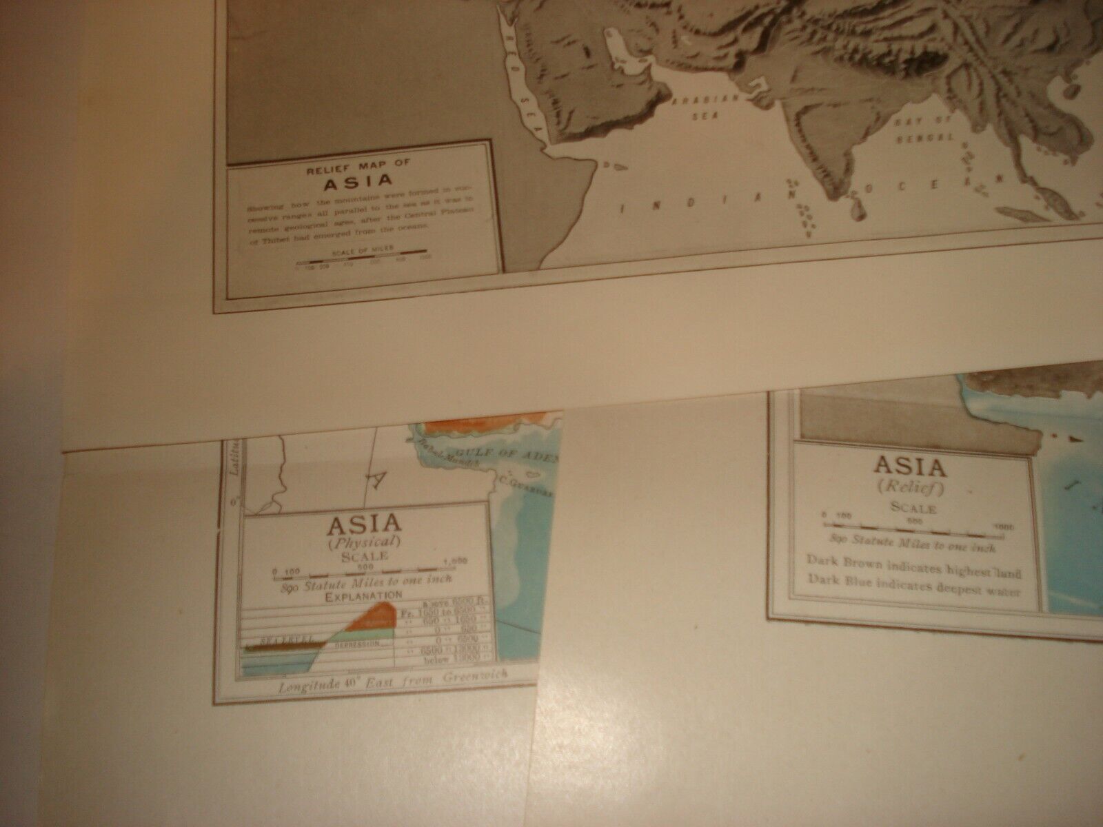 Lot of 5 Antique Maps 1903 1904  Asia Colorful Map Relief Rand McNally Без бренда - фотография #10
