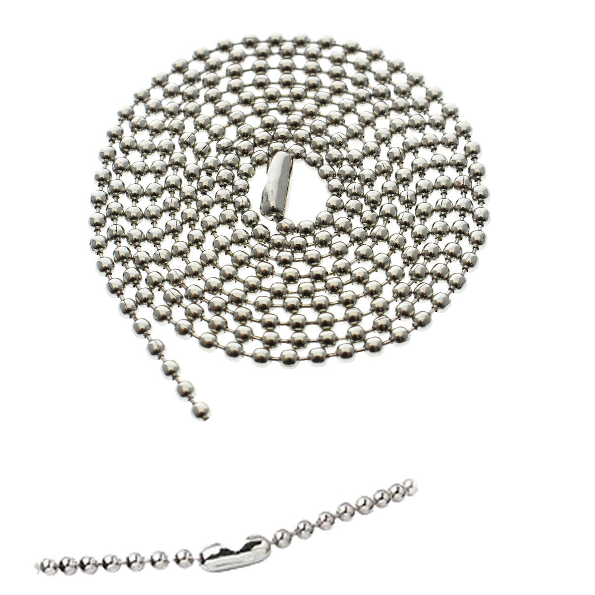 2 Nickel Plated Ball Bead Neck Chains - ID Badge Holder Lanyard Necklace 36"Long Specialist ID SPID-9780