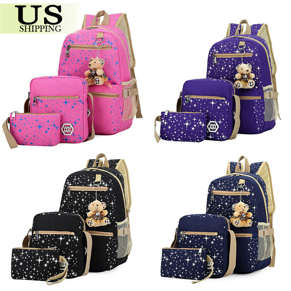 Women's Backpack School Book Bags Satchel Shoulder Rucksack Canvas Travel Bag US Unbranded Does not apply