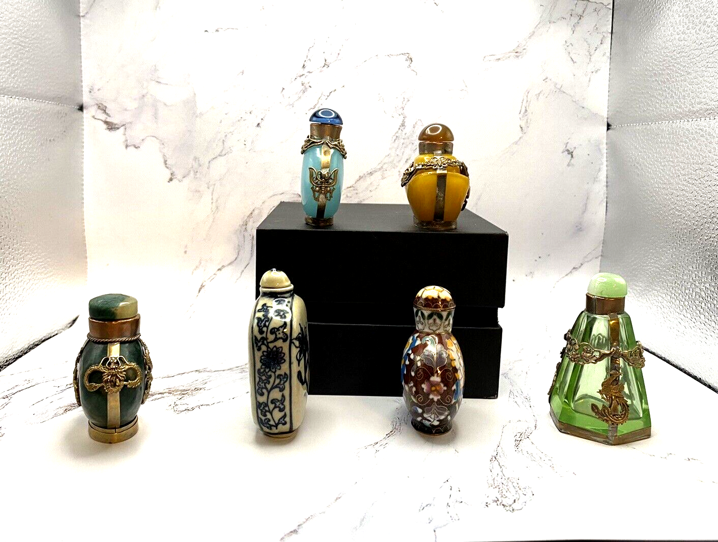 RARE ANTIQUE COLLECTION OF 6 CHINESE SNUFF BOTTLES - MARKED & EXC COND! Без бренда - фотография #4