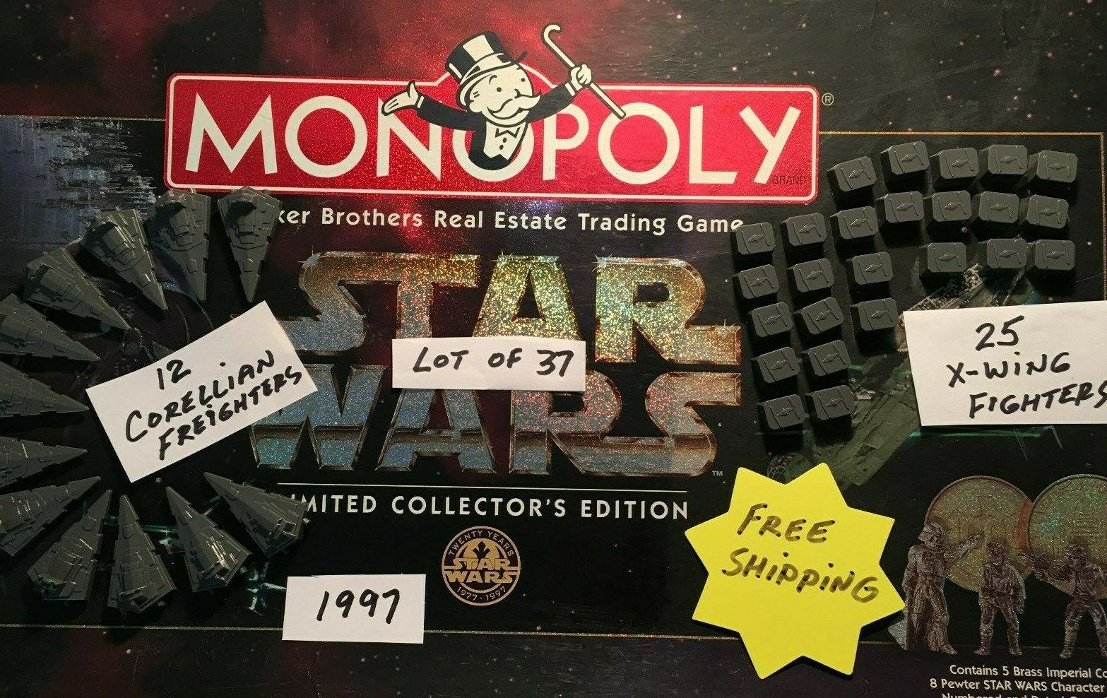 Star Wars Monopoly 1997 Corellian Freighters X-Wing Fighters lot of 37 Free Shi  Parker Brothers