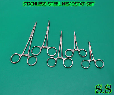 5 PIECE STAINLESS STEEL HEMOSTAT SET- BRAND NEW* S.S Does Not Apply