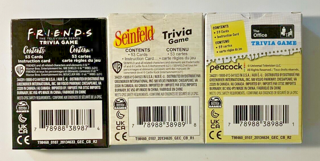 Friends Seinfeld The Office - Spin Master Set of 3 Trivia Game card games Mint! Spin Master Spin Master 20164633 - фотография #3