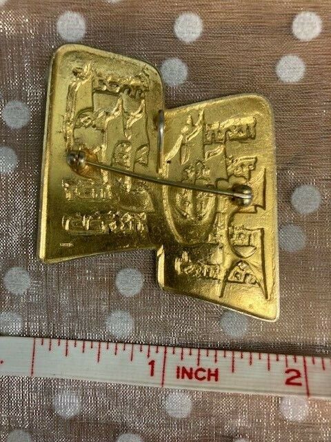 TEN COMMANDMENTS HEBREW BROOCH PIN PENDANT STERLING SILVER 925 GOLD PLATED Unbranded - фотография #2