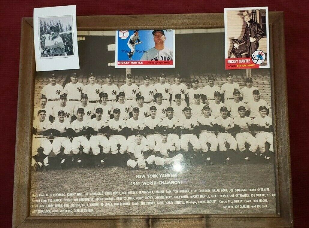 Baseball LOT 1951 & 1952 NY Yankees Team Photos Yogi Berra & Mickey Mantle Cards Без бренда