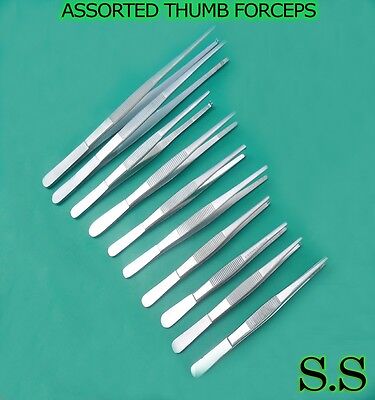 11 ASSORTED THUMB FORCEPS TWEEZERS SURGICAL INSTRUMENTS S.S Does Not Apply