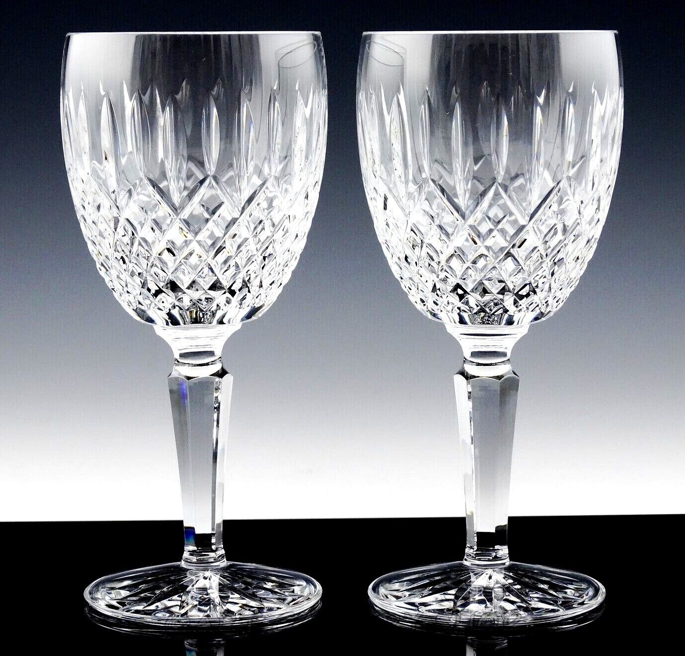 Waterford Ireland Crystal BALLYBAY 7" WATER WINE GOBLETS GLASSES Set of 2 Unused Waterford