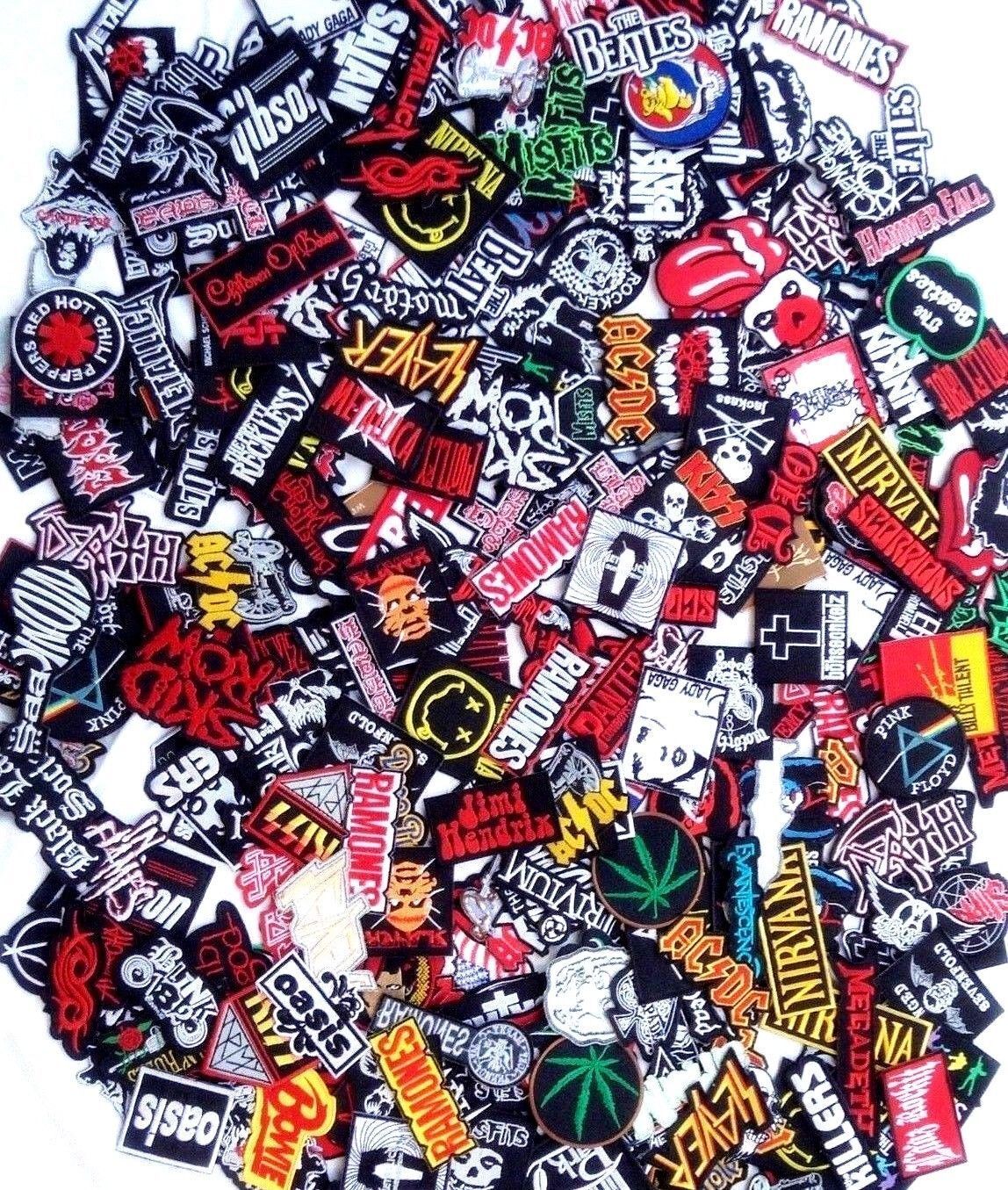 Random Lot of 20 Rock Band Patches Iron on Music Punk Roll Heavy Metal Sew Unbranded Does Not Apply - фотография #2