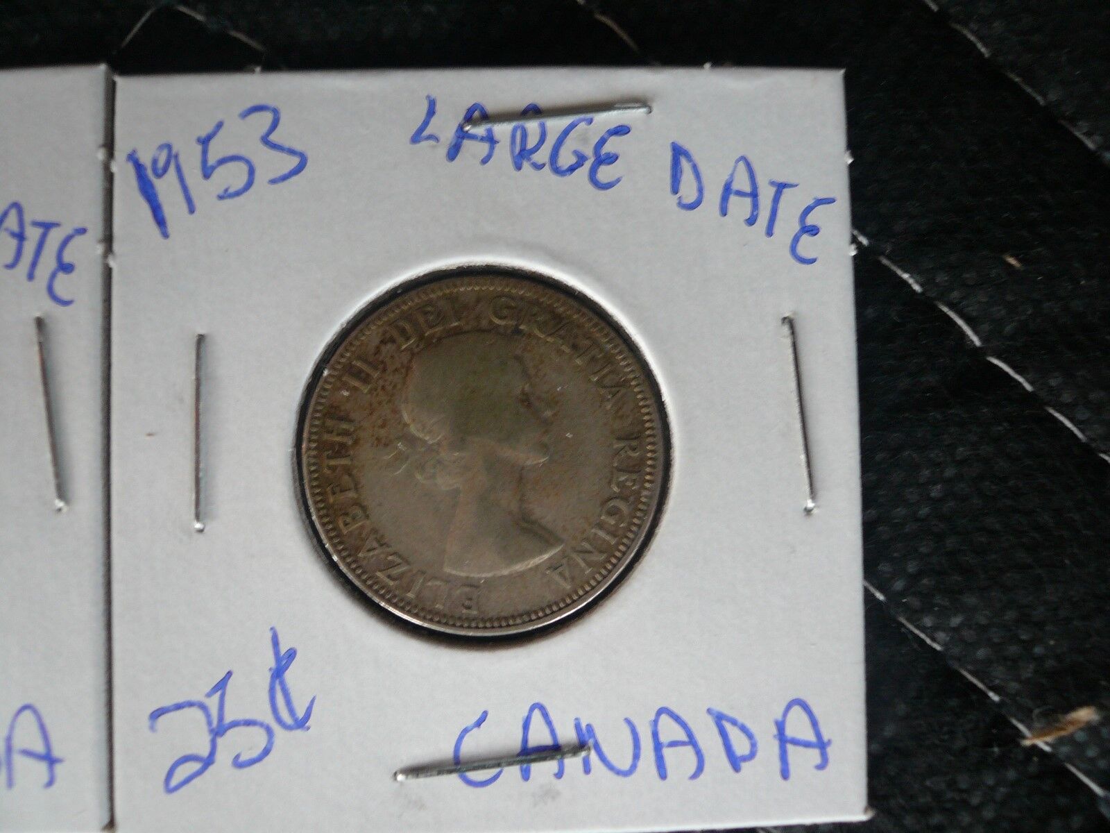 1953  CANADA 25 CENTS "LARGE DATE 1953" ELIZABETH II 80% SILVER SET OF 2 COINS Без бренда - фотография #2