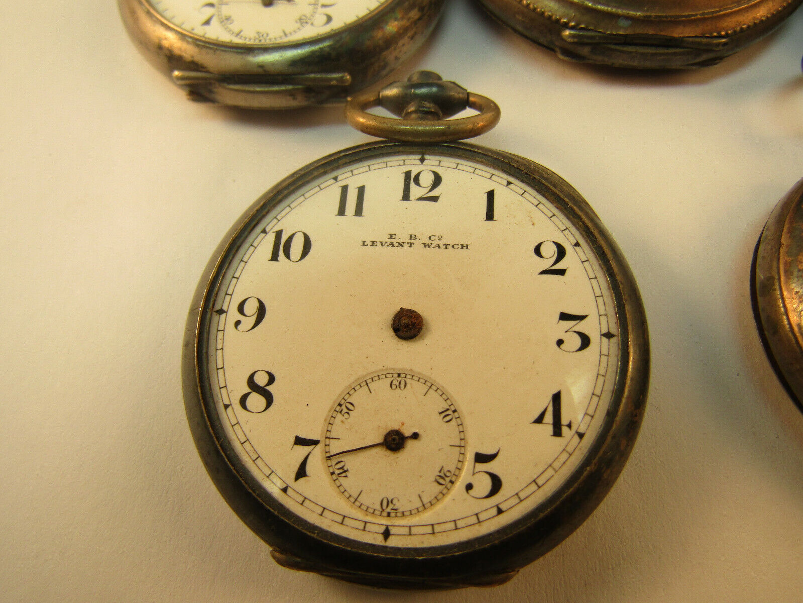 SILVER STEM WIND ANTIQUE POCKET WATCHES FOR RESTORATION OR PARTS SPW-05 E.B. LEVANT - фотография #6