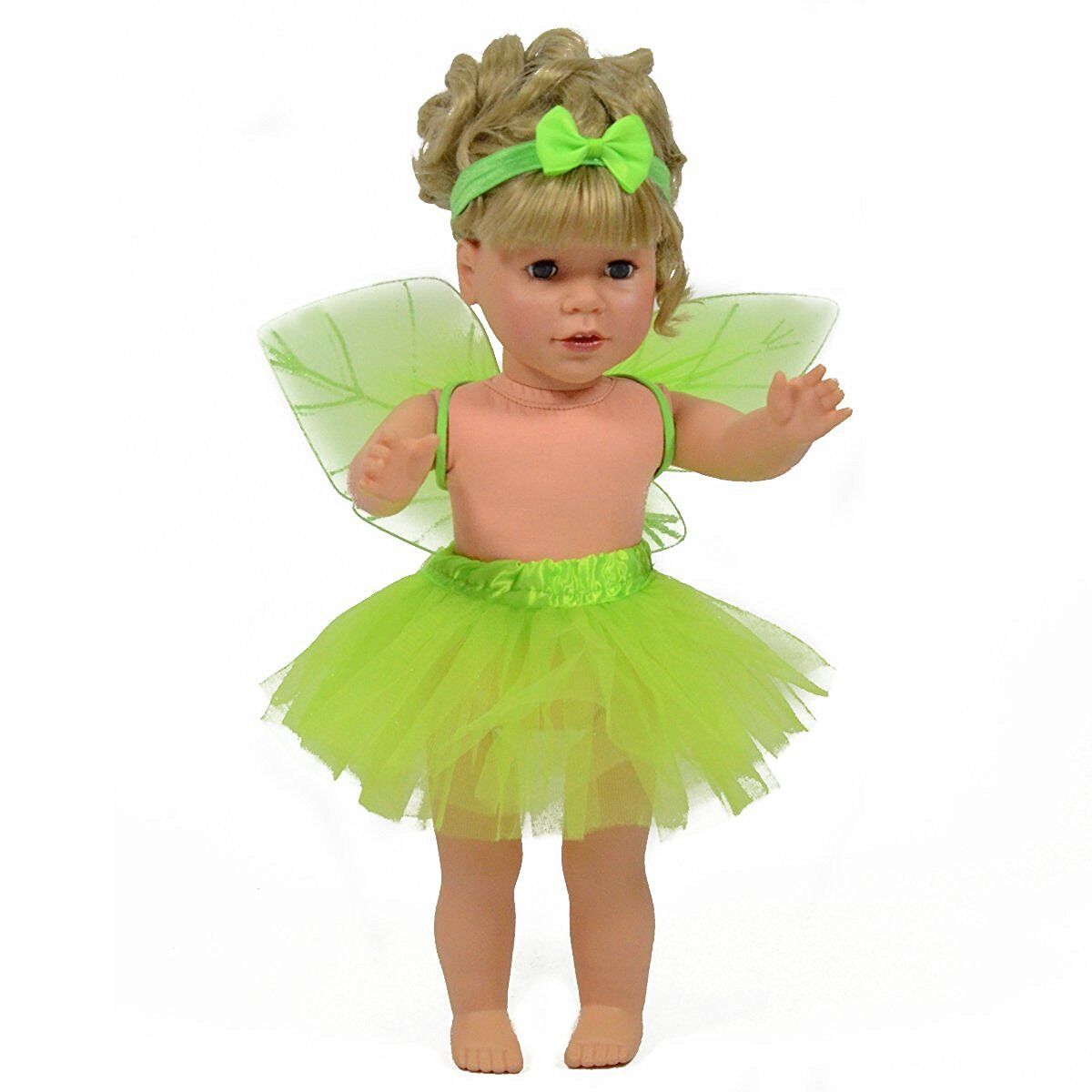 Green Fairy/Pixie Dress up Costume for Girls - Kids Matching Pretend Play Outfit The New York Doll Collection - фотография #5