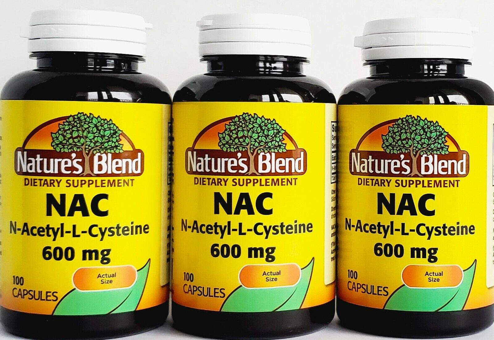 Nature's Blend NAC (N-Acetyl-L-Cysteine) 600 mg 100 Capsules-Exp 8-2024-(3 Pack) Nature's Blend N/A