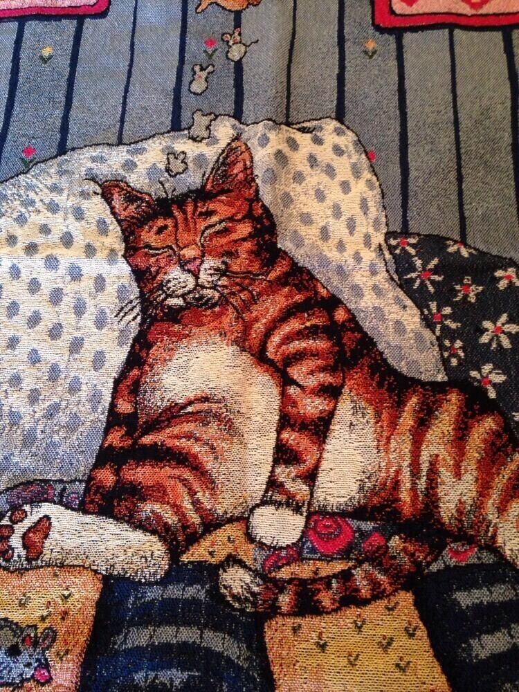 I Love Cats Striped Tabby Catnap Gary Patterson Danbury Mint Throw Blanket NOS Unbranded - фотография #3